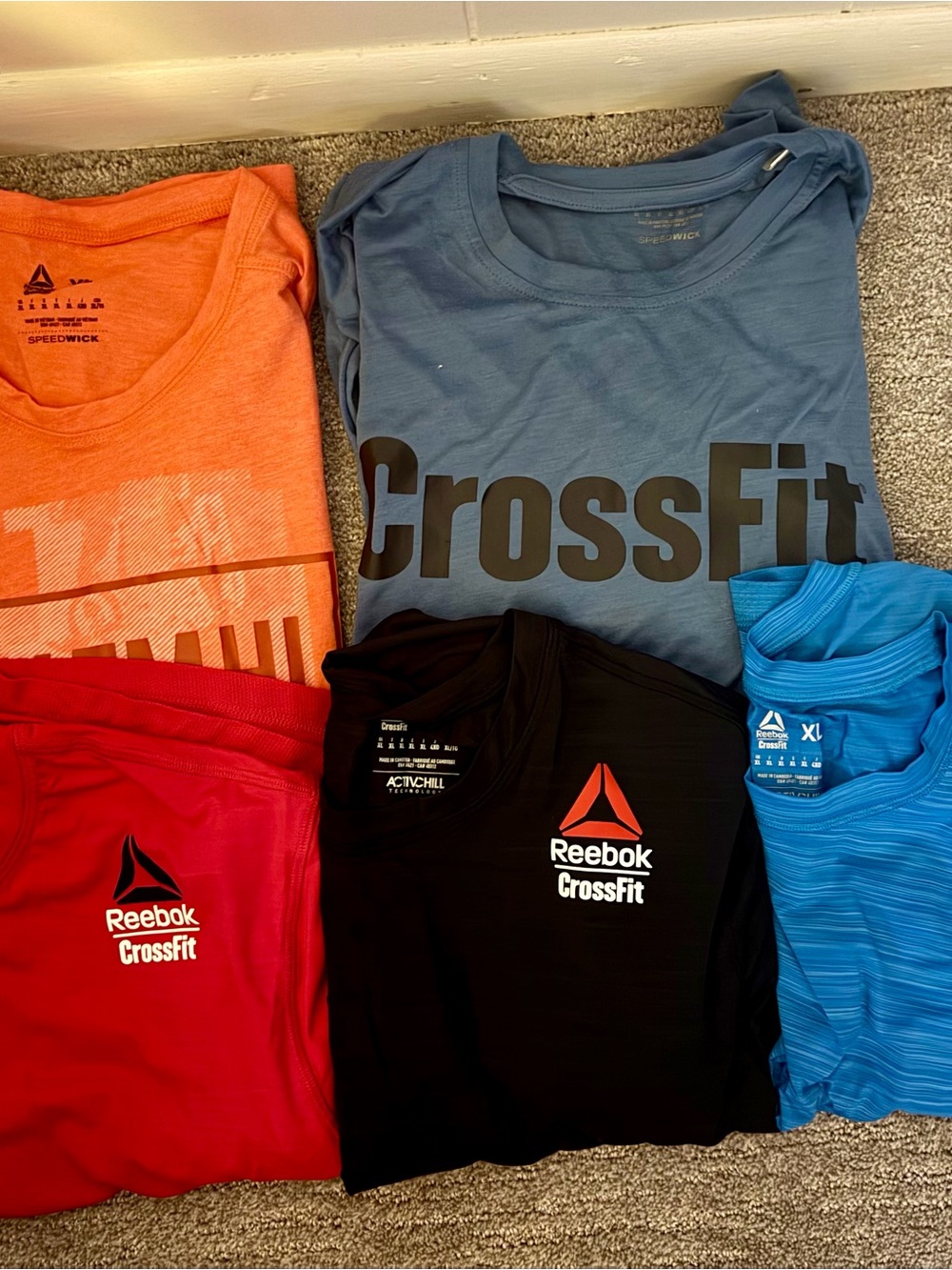 Reebok CrossFit Short Sleeve Tee Pack - Blue, Black, Red, Orange, Light Blue